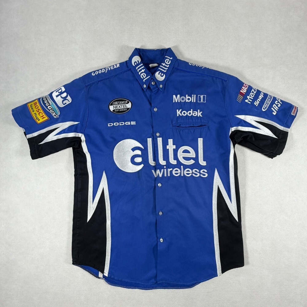 VIntage Simpson NASCAR Alltel Wireless Racing Pit Crew Shirt Blue Mens Large